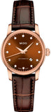 Mido M7600.3.64.8 Baroncelli III Automatic Women's Watch – Brown Dial with Diamonds & Brown Leather Strap