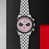 Tudor Black Bay Chrono Pink Dial Silver Steel Strap Watch for Men - M79360N-0019
