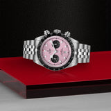 Tudor Black Bay Chrono Pink Dial Silver Steel Strap Watch for Men - M79360N-0019