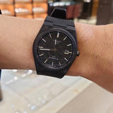 Tissot T137.907.97.201.00 PRX Powermatic 80 Men's Watch – Carbon Black Dial & Black Rubber Strap
