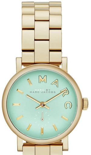 Marc Jacobs Baker Mint Green Dial Gold Steel Strap Watch for Women - MBM3284
