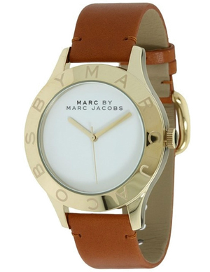 Marc Jacobs Blade White Dial Brown Leather Strap Watch for Women - MBM1218