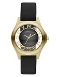 Marc Jacobs Henry Skeleton Black Dial Black Leather Strap Watch for Women - MBM1340