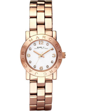 Marc Jacobs Mini Amy White Dial Rose Gold Steel Strap Watch for Women - MBM3078