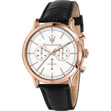 Maserati Epoca Chronograph White Dial Black Leather Strap Watch For Men - R8871618016