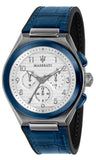 Maserati R8871639001 Triconic Chronograph Men's Watch – White Dial & Blue Leather Strap