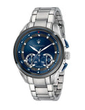 Maserati R8873612014 Traguardo Chronograph 45mm Men's Watch – Blue Dial & Stainless Steel Strap