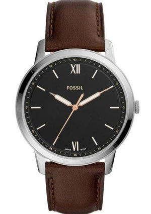 Fossil The Minimalist 3H Black Dial Brown Leather Strap Watch for Men - FS5464
