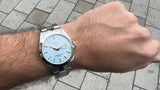 Tissot T127.407.11.351.00 Gentleman Powermatic 80 Silicium Men's Watch – Ice Blue Dial & Silver Steel Strap