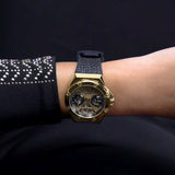 Guess GW0620L2 Asteria Multifunction Women’s Watch – Gold Dial & Black Rubber Strap