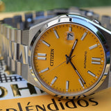 Citizen Tsuyosa NJ0150-81Z Men's Automatic Watch – Yellow Dial with Silver Steel Strap