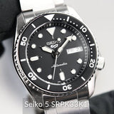 Seiko 5 Sports SKX Automatic Black Dial Silver Steel Strap Watch For Men - SRPK29K1
