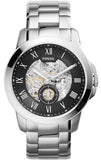 Fossil ME3055 Grant Skeleton Men's Watch – Black Dial & Silver Steel Strap