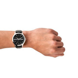 Armani Exchange Hampton AX2101 Men's Chronograph Watch – Classic Black Dial with Black Leather Strap