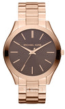 Michael Kors MK3181 Slim Runway Women's Watch – Brown Dial & Rose Gold Stainless Steel Bracelet