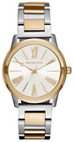 Michael Kors MK3521 Hartman Quartz Women's Watch – White Dial & Two-Tone Steel Bracelet