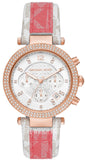 Michael Kors MK6951 Parker Chronograph Women's Watch – White Dial & Two-Tone Leather Strap