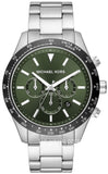 Michael Kors MK8912 Layton Chronograph Quartz Men's Watch – Green Dial & Silver Steel Strap