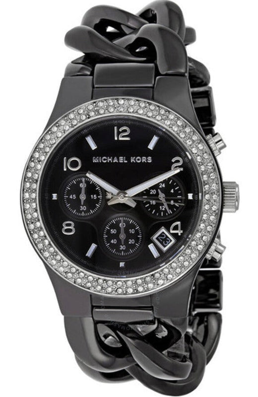 Michael Kors Ceramic Black Dial Black Steel Strap Watch for Women - MK5388