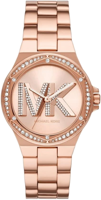 Michael Kors Lennox Three Hand Rose Gold Dial Rose Gold Steel Strap Watch For Women - MK1063
