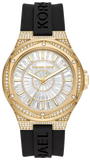 Michael Kors MK7247 Lennox Three-Hand Women's Watch – Crystals Silver Dial & Black Silicone Strap
