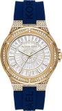 Michael Kors MK7333 Lennox Three-Hand Women's Watch – White Dial & Blue Silicone Strap