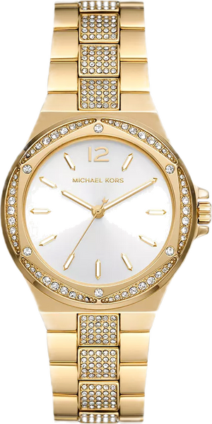 Michael Kors Lenox Three Hand Silver Dial Gold Steel Strap Watch For Women - MK7361