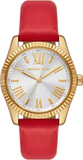 Michael Kors MK4747 Lexington Three-Hand Women's Watch – Red Dial & Red Leather Strap