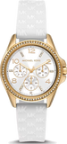 Michael Kors MK7372 Mini Pilot Quartz Women's Watch – Silver Dial & White Silicone Strap