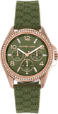 Michael Kors MK7421 Mini Pilot Chronograph Women's Watch – Green Dial & Green Silicone Strap