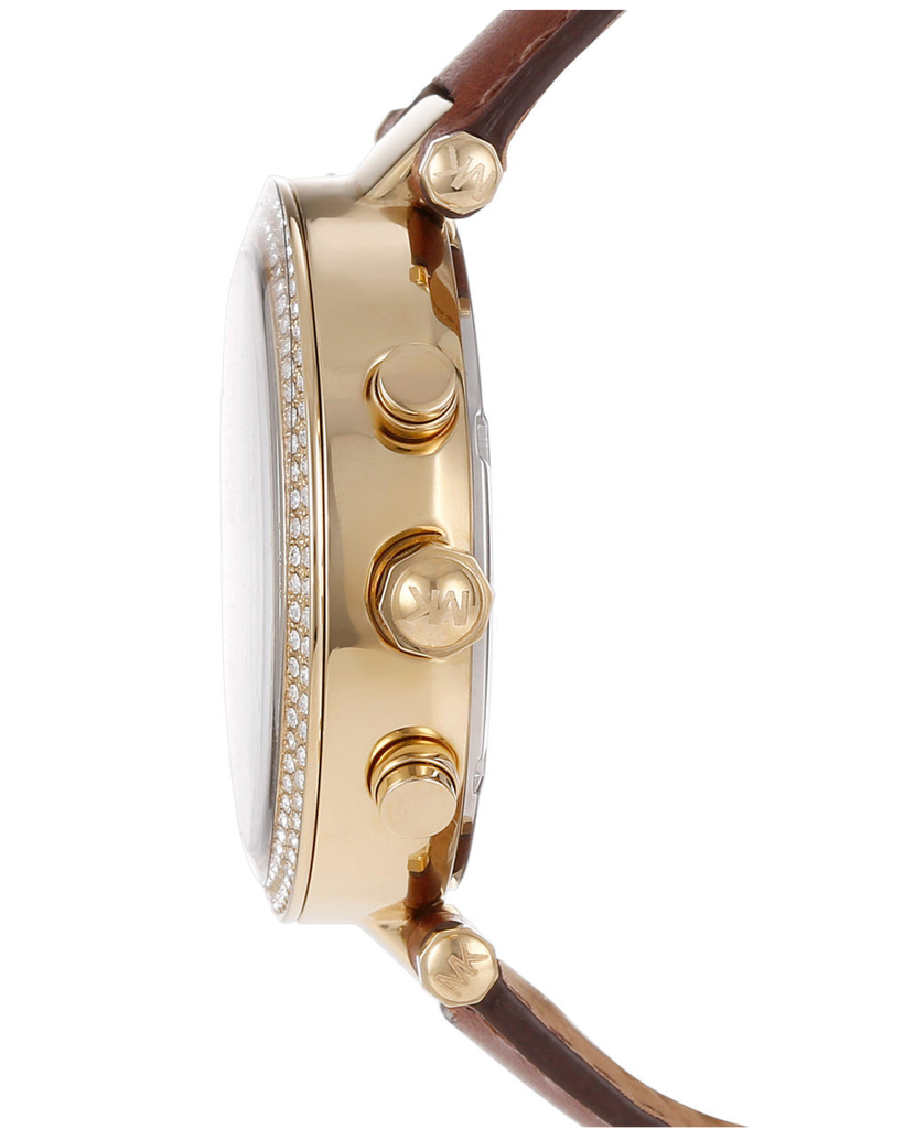 Michael Kors Parker Champagne Gold Dial Brown Leather Strap Watch for Women - MK2249