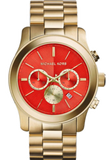 Michael Kors MK5930 Runway Quartz Women's Watch – Orange Dial & Gold Steel Bracelet