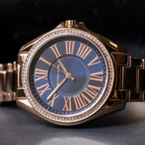 Michael Kors Kacie Three Hand Black Dial Rose Gold Steel Strap Watch for Women - MK6930