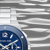Michael Kors Lennox Chronograph Blue Dial Silver Steel Strap Watch For Men - MK8938