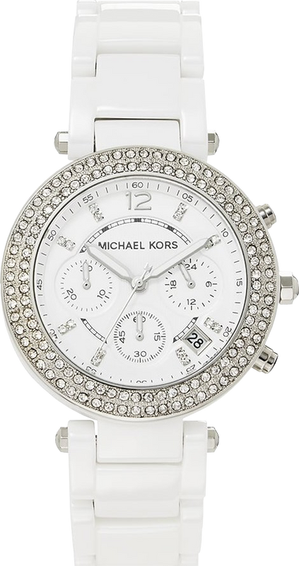 Michael Kors Parker White Dial White Ceramic Strap Watch for Women - MK5654