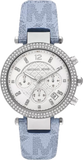 Michael Kors MK6936 Parker Quartz Women's Watch – Silver Dial & Blue Leather Strap