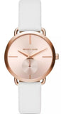 Michael Kors MK2660 Portia Quartz Women's Watch – Rose Gold Dial & White Leather Strap