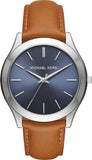 Michael Kors MK8508 Slim Runway Analog Men's Watch – Blue Dial & Brown Leather Strap
