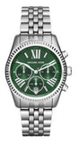 Michael Kors MK6222 Lexington Quartz Women's Watch – Green Dial & Silver Steel Bracelet