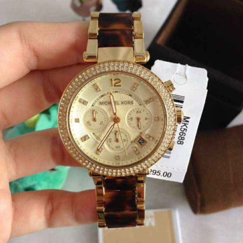 Michael Kors Parker Gold Dial Two Tone Steel Strap Watch for Women - MK5688