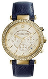 Michael Kors MK2280 Parker Quartz Women's Watch – Gold Dial & Blue Leather Strap