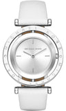 Michael Kors MK2524 Averi Quartz Women's Watch – Silver Dial & White Leather Strap