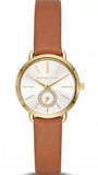 Michael Kors MK2734 Portia Quartz Women's Watch – White Dial & Brown Leather Strap