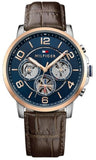 Tommy Hilfiger 1791290 Keagan Chronograph Men's Watch – Blue Dial & Brown Leather Strap