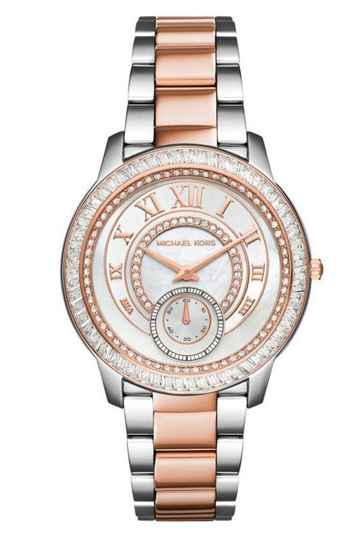 Michael Kors Madelyn Silver Dial Two Tone Steel Strap Watch for Women - MK6288