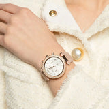 Michael Kors Parker Chronograph White Dial Pink Leather Strap Watch For Women - MK6935