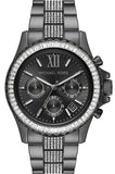 Michael Kors MK6974 Everest Chronograph Quartz Women's Watch – Black Dial & Grey Steel Strap