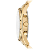 Michael Kors Lexington Chronograph Blue Dial Gold Steel Strap Watch for Men - MK9153