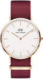 Daniel Wellington DW00100267 Classic Roselyn Women's Watch – White Dial & Maroon Nylon Strap