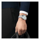 Tissot T127.407.11.351.00 Gentleman Powermatic 80 Silicium Men's Watch – Ice Blue Dial & Silver Steel Strap